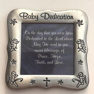 Baby Dedication Pewter Picture Frame With Verse Vintage 90’s